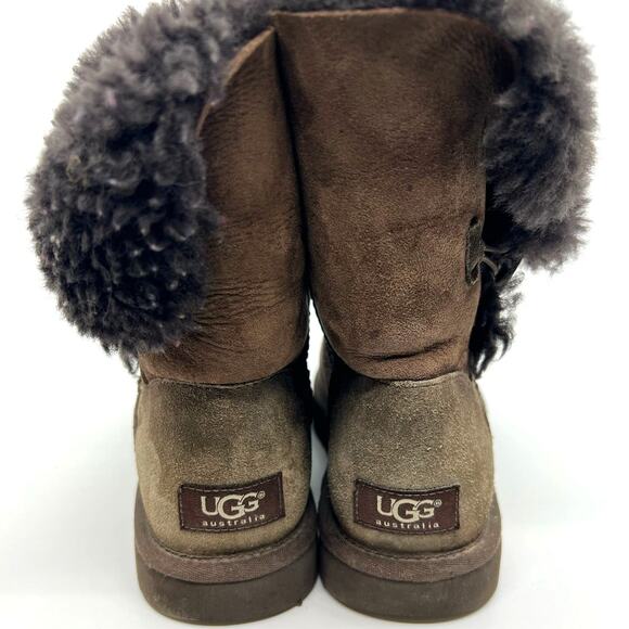 UGG Bailey Button Brown Suede and Shearling Boots Women's 7 US - Picture 6 of 9
